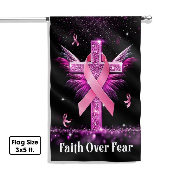 Faith Over Fear: Breast Cancer Awareness Cross Flag (TQN830F) - Image 6