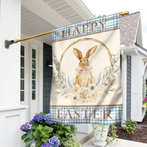 Floral Bunny Easter Wreath with Flag - TQN1060F