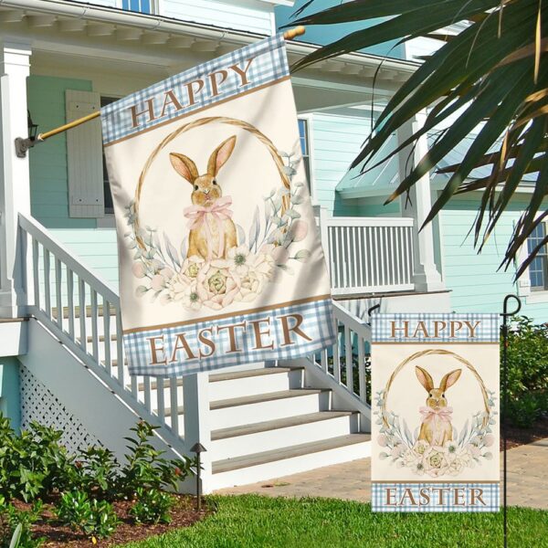 Floral Bunny Easter Wreath with Flag - TQN1060F - Image 4