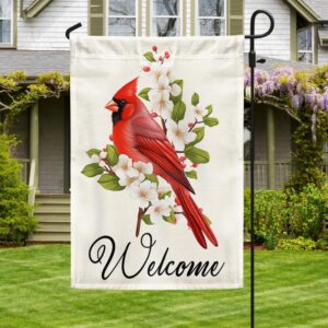 Cardinal Flower Welcome Flag: Vibrant Garden Decor TQN1370F