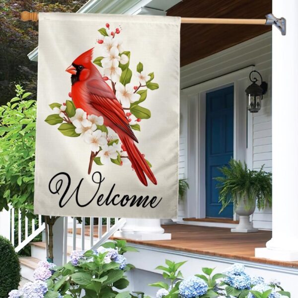 Cardinal Flower Welcome Flag: Vibrant Garden Decor TQN1370F - Image 2