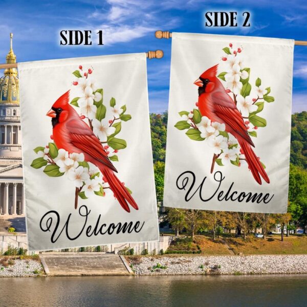 Cardinal Flower Welcome Flag: Vibrant Garden Decor TQN1370F - Image 3