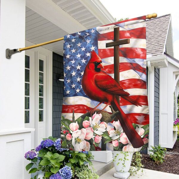 Cardinal God Bless America Flag: 4th of July & Memorial Day Decor