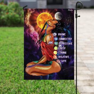 Chakra Black Woman Yoga Flag: PN92F - Empowering Yoga Decor