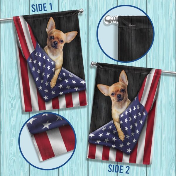 Patriotic Chihuahua Dog T-Shirt - American Flag Design - Image 2