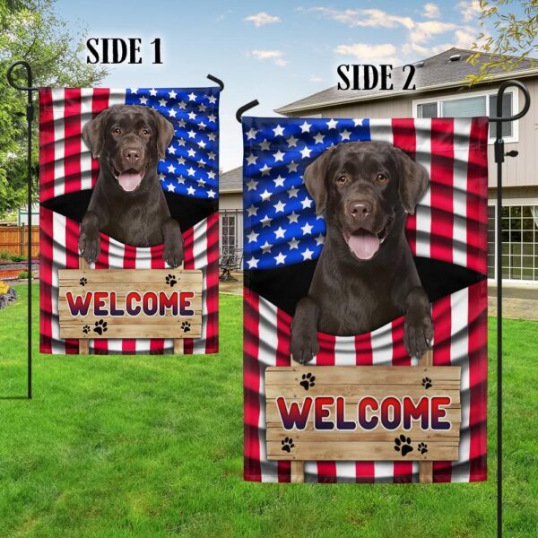 Patriotic Chocolate Lab Dog Welcome Mat - American Flag TQN1135Fv1b - Image 4