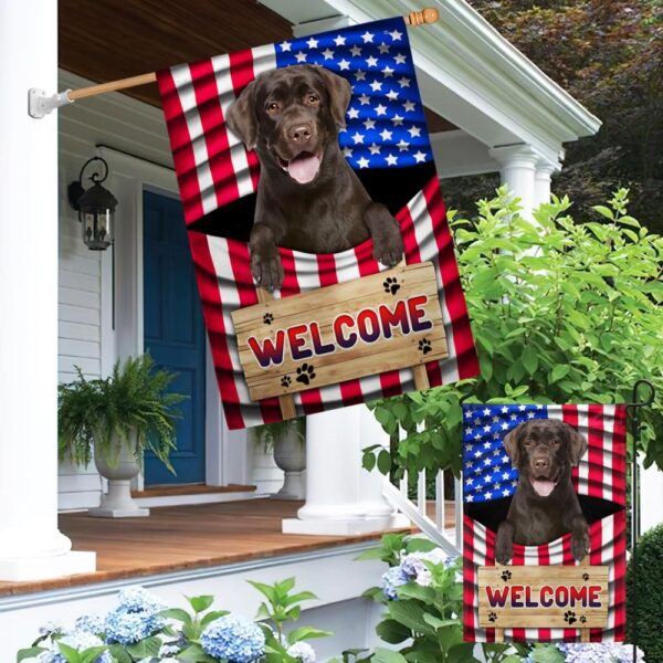 Patriotic Chocolate Lab Dog Welcome Mat - American Flag TQN1135Fv1b - Image 5