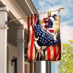 Patriotic Christian Cross Necklace - God Bless America Flag Design