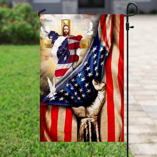 Patriotic Christian Cross Necklace - God Bless America Flag Design - Image 6
