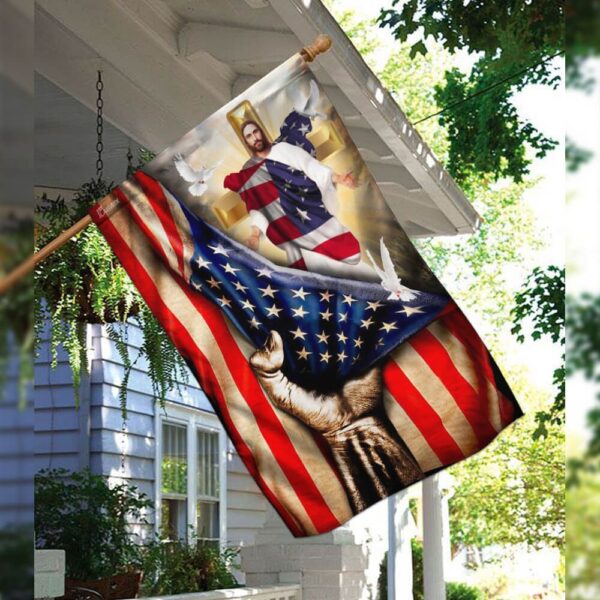 Patriotic Christian Cross Necklace - God Bless America Flag Design - Image 3