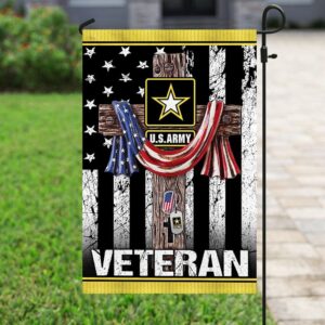 Christian Cross US Army Veteran Garden Flag