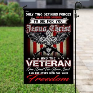 Christian Veteran Garden Flag: Jesus Blesses Our Heroes