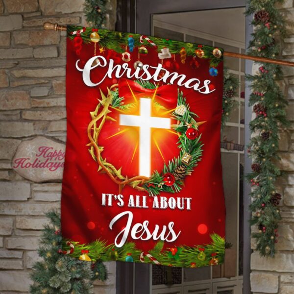 Jesus Christmas Wreath Flag: Crown of Thorns Holiday Decor TQN763F - Image 2