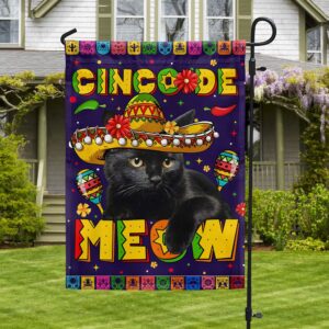 Cinco de Meow: Black Cat Mexican Flag T-Shirt