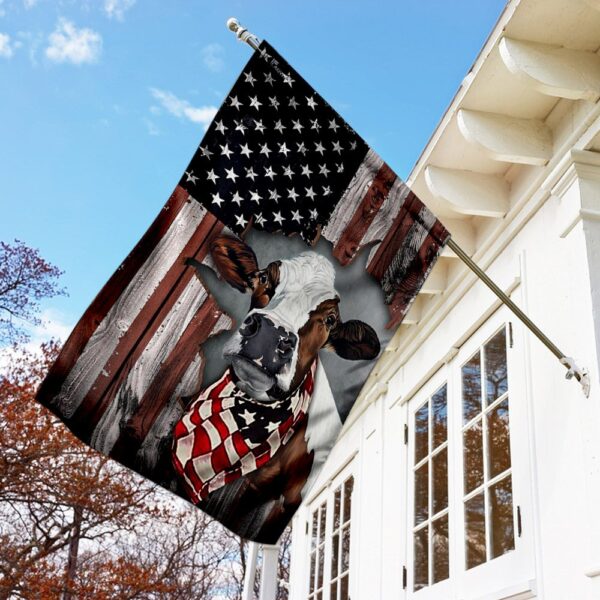 American Cow Cattle Farm Flag THN2207F: Patriotic Farm Decor - Image 2