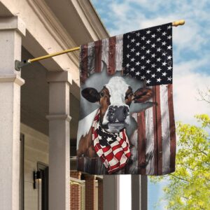 American Cow Cattle Farm Flag THN2207F: Patriotic Farm Decor