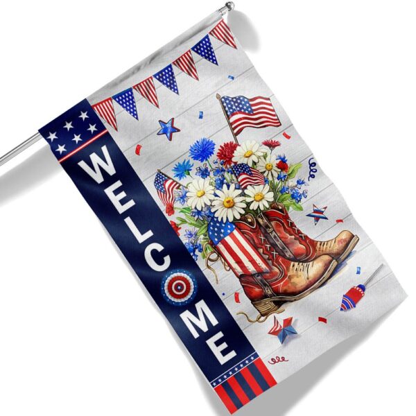Patriotic Cowgirl Boots: 4th of July Flower Boots TQN1303F - Image 6