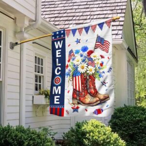 Patriotic Cowgirl Boots: 4th of July Flower Boots TQN1303F