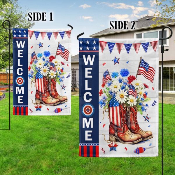 Patriotic Cowgirl Boots: 4th of July Flower Boots TQN1303F - Image 5