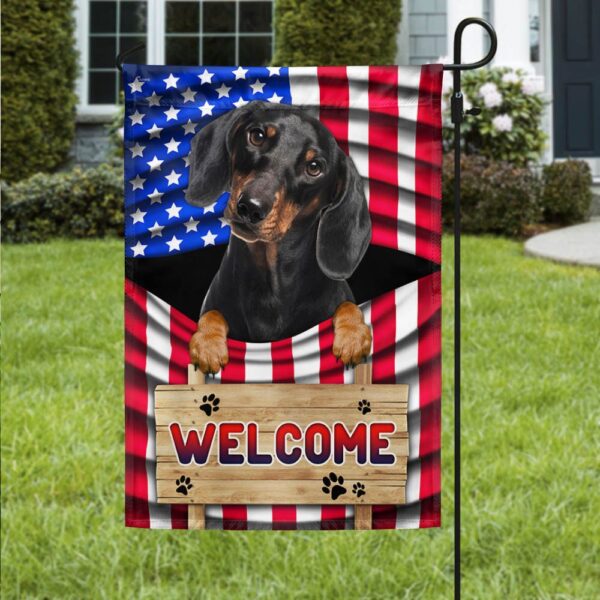 Dachshund American Flag Welcome Mat: Patriotic Dog Decor TQN1135Fv3 - Image 3