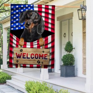 Dachshund American Flag Welcome Mat: Patriotic Dog Decor TQN1135Fv3