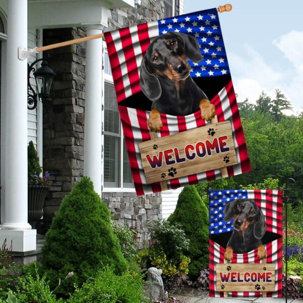 Dachshund American Flag Welcome Mat: Patriotic Dog Decor TQN1135Fv3 - Image 4