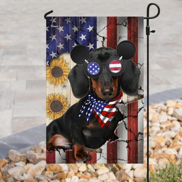 Dachshund US Flag T-Shirt: Patriotic Wiener Dog Apparel PN220F - Image 3