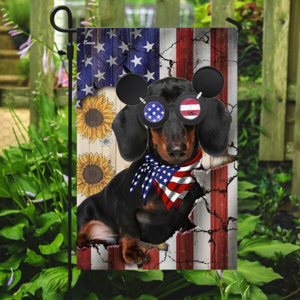 Dachshund US Flag T-Shirt: Patriotic Wiener Dog Apparel PN220F - Image 2