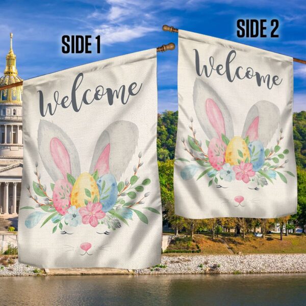Easter Bunny Welcome Flag: Spring Garden Decor TQN1036F - Image 3