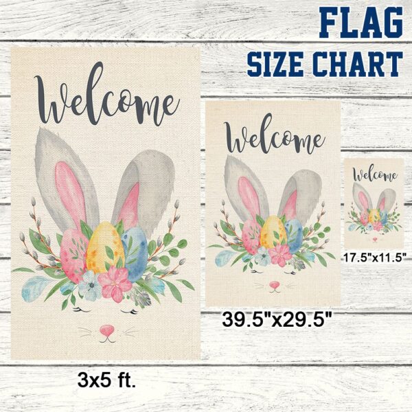 Easter Bunny Welcome Flag: Spring Garden Decor TQN1036F - Image 7