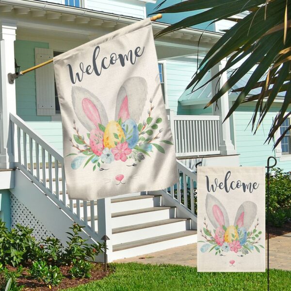 Easter Bunny Welcome Flag: Spring Garden Decor TQN1036F - Image 4