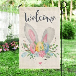 Easter Bunny Welcome Flag: Spring Garden Decor TQN1036F