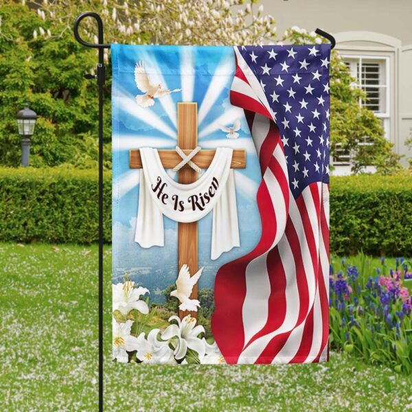He Is Risen Easter Cross Necklace - TQN1026F - Image 3