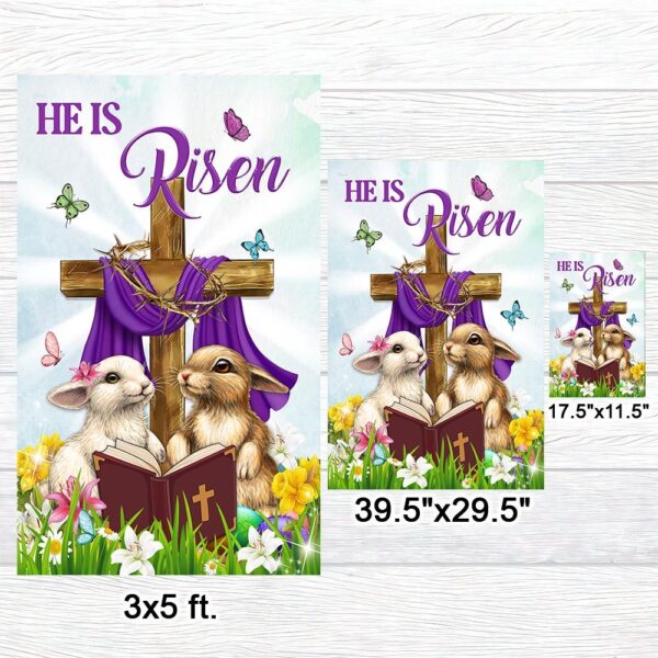 He Is Risen Easter Bunny Cross Flag | Christian Decor TQN959F - Image 7