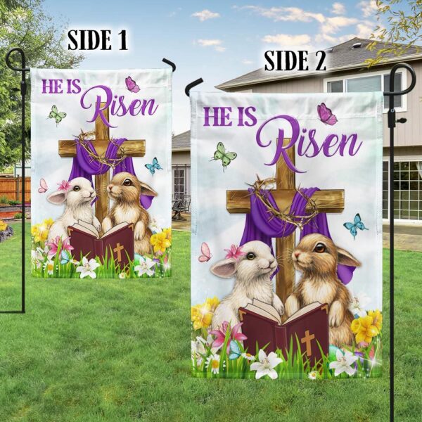 He Is Risen Easter Bunny Cross Flag | Christian Decor TQN959F - Image 4