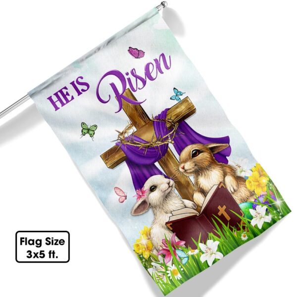 He Is Risen Easter Bunny Cross Flag | Christian Decor TQN959F - Image 6