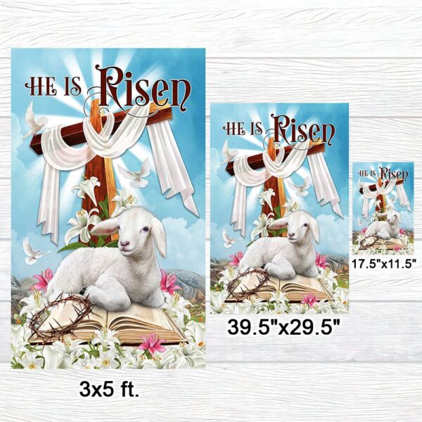 He Is Risen Easter Flag: Christian Cross & Lamb TQN1007F - Image 7