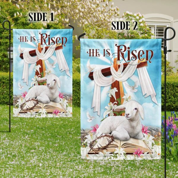 He Is Risen Easter Flag: Christian Cross & Lamb TQN1007F - Image 5