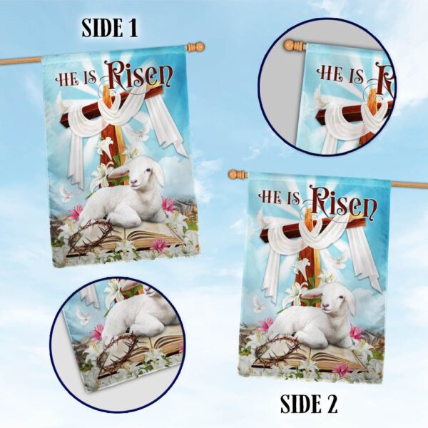 He Is Risen Easter Flag: Christian Cross & Lamb TQN1007F - Image 3