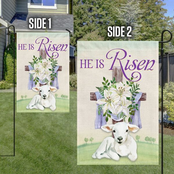 He Is Risen Easter Flag: Christian Cross & Lamb TQN1022F - Image 5