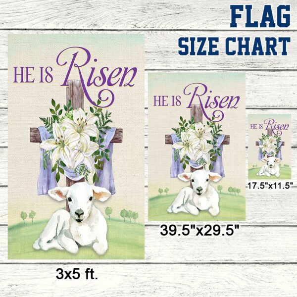 He Is Risen Easter Flag: Christian Cross & Lamb TQN1022F - Image 7
