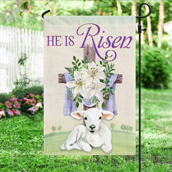 He Is Risen Easter Flag: Christian Cross & Lamb TQN1022F - Image 3