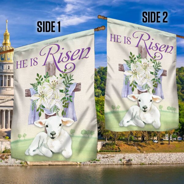 He Is Risen Easter Flag: Christian Cross & Lamb TQN1022F - Image 2
