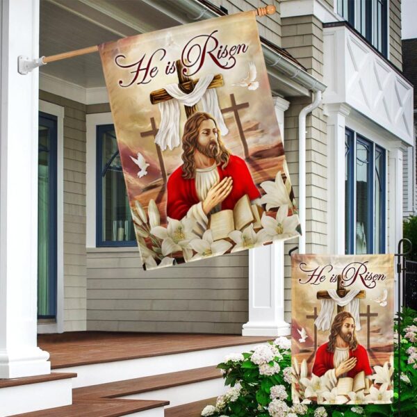He Is Risen Easter Flag: Christian Cross Banner TQN1019F - Image 4