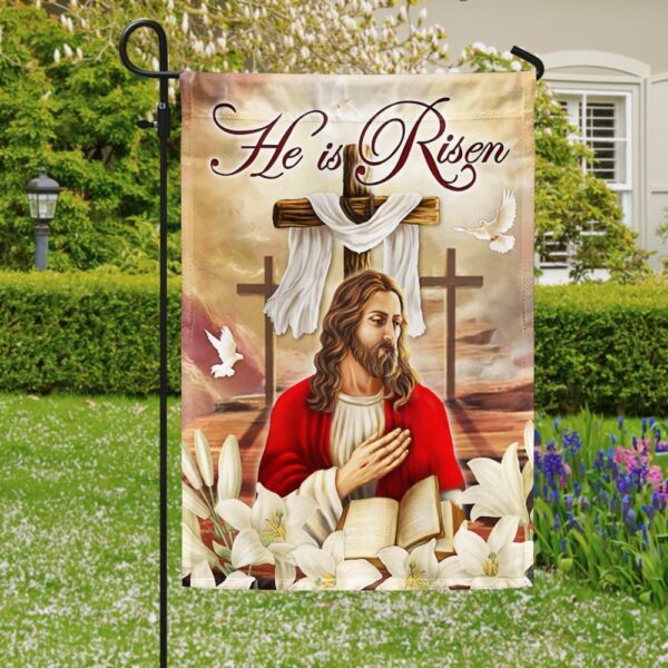 He Is Risen Easter Flag: Christian Cross Banner TQN1019F - Image 3