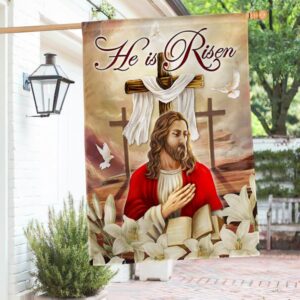 He Is Risen Easter Flag: Christian Cross Banner TQN1019F