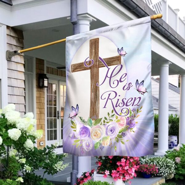 He Is Risen Easter Flag: Religious Spring Decor TQN864F - Image 2