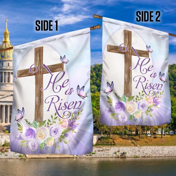 He Is Risen Easter Flag: Religious Spring Decor TQN864F - Image 3