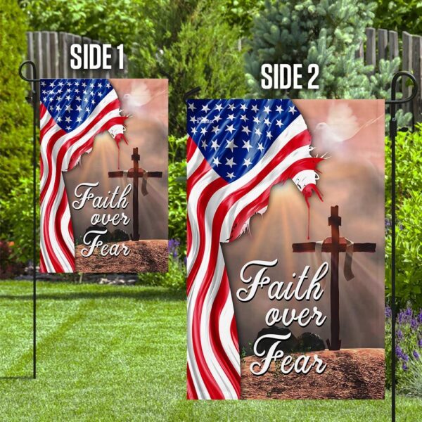 Faith Over Fear. Jesus Christian Cross American Flag THN2224F1 - Image 10