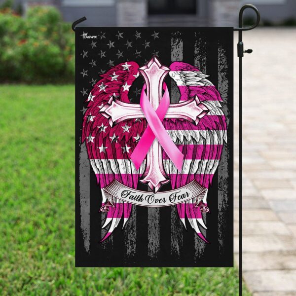 Faith Over Fear Breast Cancer Awareness Flag - Image 6
